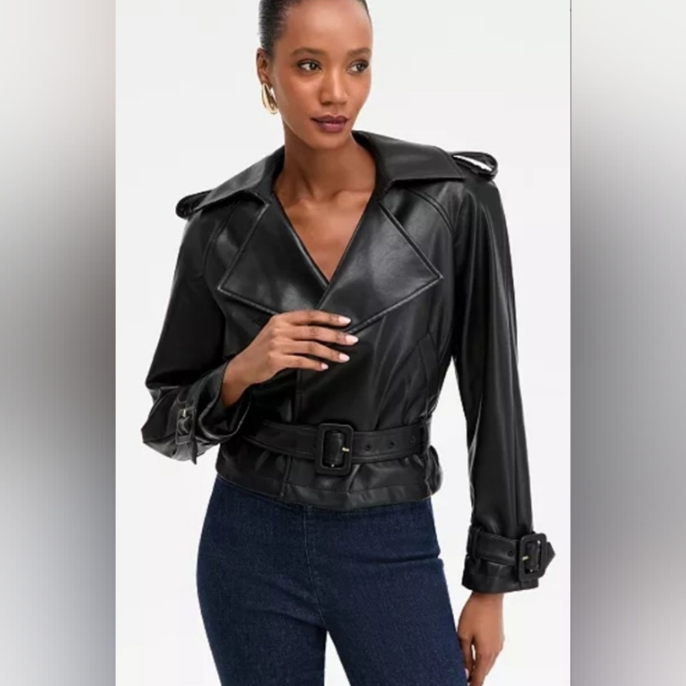 INC Black Faux Leather Women's Jacket💖 NWT